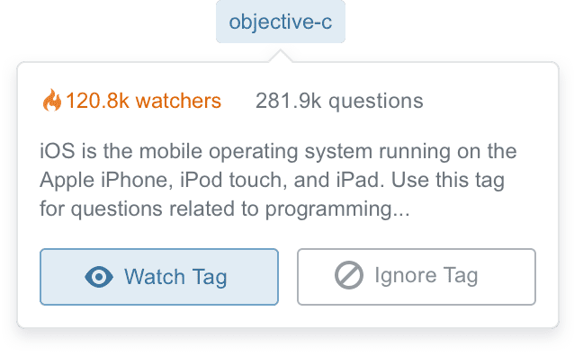 Tag watching popover