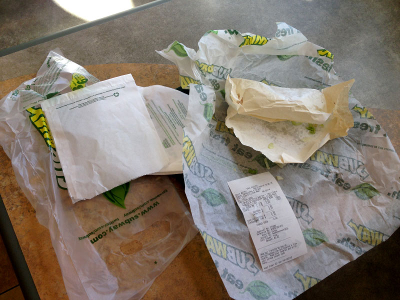 subway sandwich wrapper